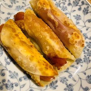 餃子の皮でウインナー巻き